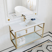 Wall-Mounted Bathroom Vanity, Pierre, 36 in with Open Shelf in Gold
