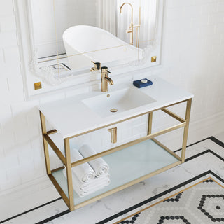 Wall-Mounted Bathroom Vanity, Pierre, 36 in with Open Shelf in Gold
