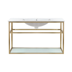 Wall-Mounted Bathroom Vanity, Pierre, 36 in with Open Shelf in Gold