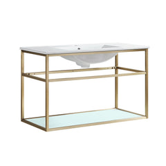 Wall-Mounted Bathroom Vanity, Pierre, 36 in with Open Shelf in Gold