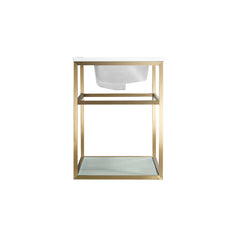 Wall-Mounted Bathroom Vanity, Pierre, 36 in with Open Shelf in Gold
