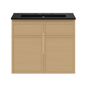 Wall-Mounted Bathroom Vanity, St. Tropez, 24 in Ceramic Top in Natural Oak
