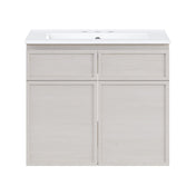 Wall-Mounted Bathroom Vanity, St. Tropez, 24 In with Ceramic Sink Top in White Oak