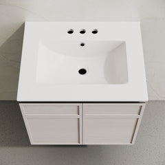 Wall-Mounted Bathroom Vanity, St. Tropez, 24 In with Ceramic Sink Top in White Oak