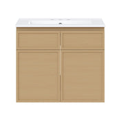 Wall-Mounted Bathroom Vanity, St. Tropez, 24 in with Ceramic Top in Natural Oak