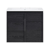 Wall-Mounted Bathroom Vanity, St. Tropez, 24 in with Widespread Sink Top in Black Oak