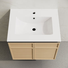 Wall-Mounted Bathroom Vanity, St. Tropez, 24 Inch with Sink Top in Natural Oak