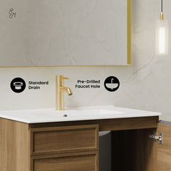 Wall-Mounted Bathroom Vanity, St. Tropez, 30 in with Sink Top in Brown Oak