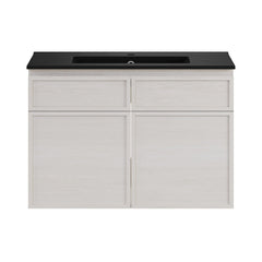 Wall-Mounted Bathroom Vanity, St. Tropez, 30 Inch with Black Sink Top in White Oak