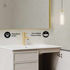 Wall-Mounted Bathroom Vanity, St. Tropez, 30 Inch with Sink Top in White Oak
