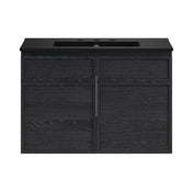 Wall-Mounted Bathroom Vanity, St. Tropez, 30 Inch with Widespread Sink Top in Black Oak
