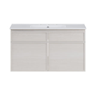 Wall-Mounted Bathroom Vanity, St. Tropez, 36 in with Ceramic Top in White Oak