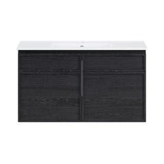 Wall-Mounted Bathroom Vanity, St. Tropez, 36 in with Sink Top in Black Oak