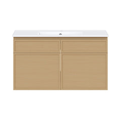 Wall-Mounted Bathroom Vanity, St. Tropez, 36 in with Sink Top in Natural Oak