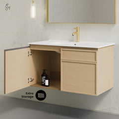 Wall-Mounted Bathroom Vanity, St. Tropez, 36 in with Sink Top in Natural Oak
