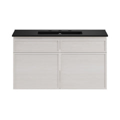 Wall-Mounted Bathroom Vanity, St. Tropez, 36-Inch with Black Ceramic Top in White Oak