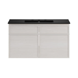 Wall-Mounted Bathroom Vanity, St. Tropez, 36-Inch with Black Ceramic Top in White Oak