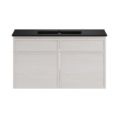 Wall-Mounted Bathroom Vanity, St. Tropez, 36 Inch with Black Sink Top in White Oak