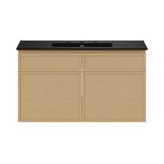 Wall-Mounted Bathroom Vanity, St. Tropez, 36-Inch with Ceramic Top in Natural Oak