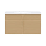 Wall-Mounted Bathroom Vanity, St. Tropez, 36 Inch with Ceramic Top in Natural Oak