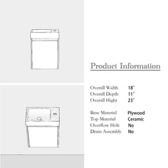 Wall-Mounted Bathroom Vanity with Integrated Sink, White Top and Brown Ebony Base