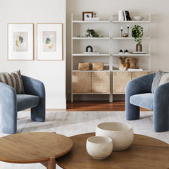 Wall-Mounted Bookcase with 3 Shelves and Cabinet in Warm White