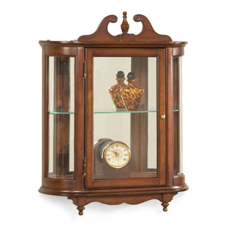 Wall-Mounted Display Cabinet with Glass Door in Olive Ash Burl