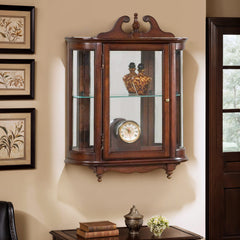 Wall-Mounted Display Cabinet with Glass Door in Olive Ash Burl