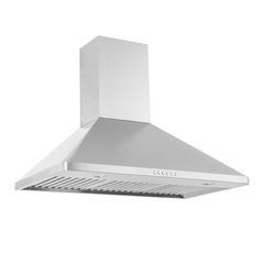 Wall Mounted Range Hood, 30 Inches Wide in Stainless Steel