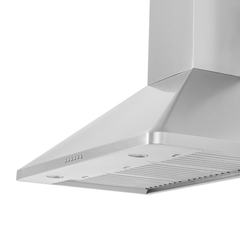Wall Mounted Range Hood, 30 Inches Wide in Stainless Steel