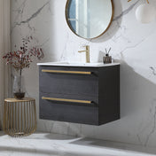 Wall Mounted Single Vanity, 30 In W, White Ceramic Top with Integrated Sink