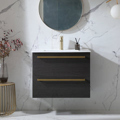 Wall Mounted Single Vanity, 30 In W, White Ceramic Top with Integrated Sink