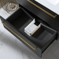 Wall Mounted Single Vanity, 30 In W, White Ceramic Top with Integrated Sink