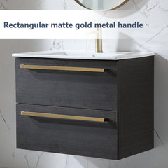 Wall Mounted Single Vanity, 30 In W, White Ceramic Top with Integrated Sink