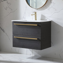 Wall Mounted Single Vanity, 30 In W, White Ceramic Top with Integrated Sink