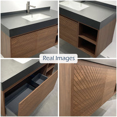 Wall Mounted Single Vanity, 48 In W, Black Top with Undermount Ceramic Sink