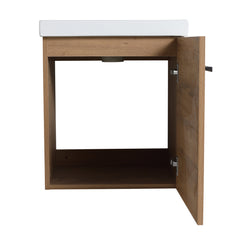 Wall-Mounted Single Vanity with Drop-In Ceramic Sink, Glossy White Top