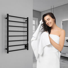 Wall Mounted Towel Warmer, Bell Series, 8-Bar in Matte Black