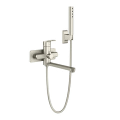 Wall Mounted Tub Filler, Niagara, Handshower, Brass, Brushed Nickel