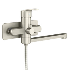 Wall Mounted Tub Filler, Niagara, Handshower, Brass, Brushed Nickel