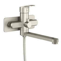 Wall Mounted Tub Filler, Niagara, Handshower, Brass, Brushed Nickel