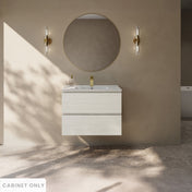 Wall-Mounted Vanity Cabinet, Liberte, 30 In with 2 Drawers in White Oak
