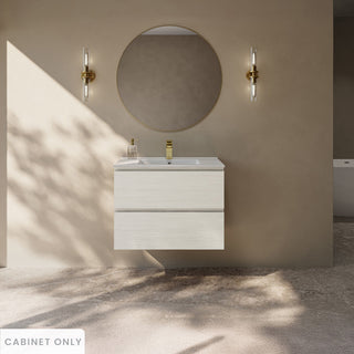 Wall-Mounted Vanity Cabinet, Liberte, 30 In with 2 Drawers in White Oak