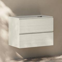 Wall-Mounted Vanity Cabinet, Liberte, 30 In with 2 Drawers in White Oak