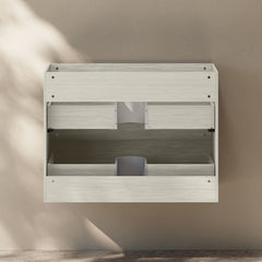 Wall-Mounted Vanity Cabinet, Liberte, 30 In with 2 Drawers in White Oak