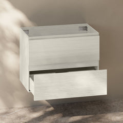 Wall-Mounted Vanity Cabinet, Liberte, 30 In with 2 Drawers in White Oak
