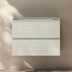 Wall-Mounted Vanity Cabinet, Liberte, 30 In with 2 Drawers in White Oak