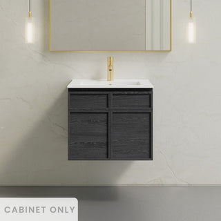 Wall-Mounted Vanity Cabinet, St. Tropez, 24 Inch Without Top in Black Oak