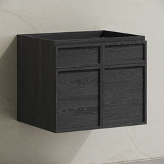 Wall-Mounted Vanity Cabinet, St. Tropez, 24 Inch Without Top in Black Oak