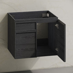 Wall-Mounted Vanity Cabinet, St. Tropez, 24 Inch Without Top in Black Oak